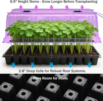 1020 Trays with Grow Light and 6.3" Humidity Dome - Image 5