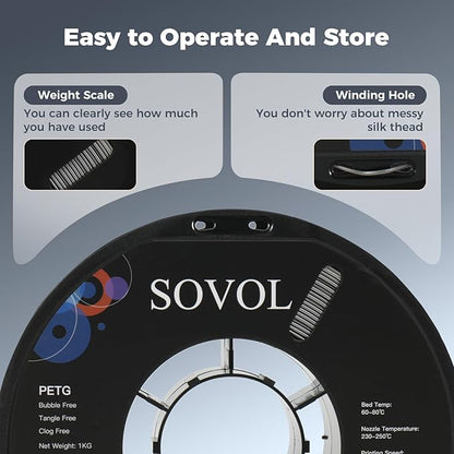 Sovol 3D Printer PETG Filament 1.75mm 1KG, High Precision, Strong Toughness - Image 7