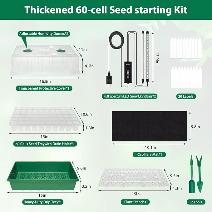 Seed Starter Tray, 60-Cell Self-Watering Seed Starter Kit - Image 5