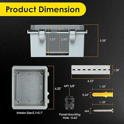 Waterproof Electrical Junction Box, IP67 Plastic Weatherproof Outdoor WiFi - Image 3