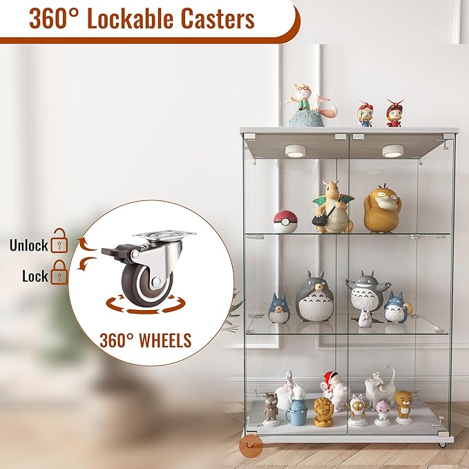 Yoluckea 3-Shelf Glass Display Cabinet - Image 5