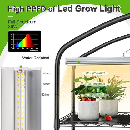 Abimars 5-Tier Greenhouse with Grow Light, Shelf Height Adjustable Metal Plant - Image 4