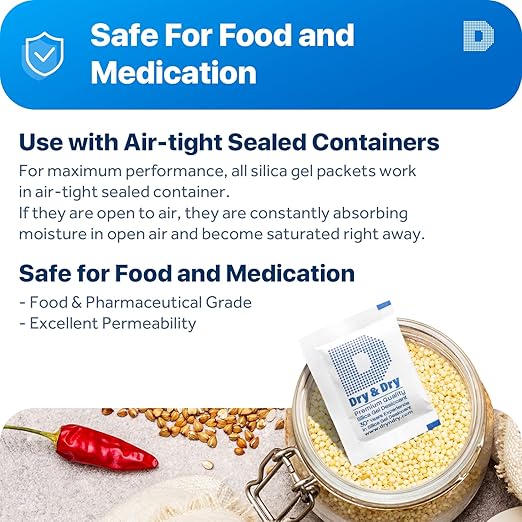5 Gram "Dry & Dry" Premium Pure & Safe Silica Gel Packets Desiccant - Image 3