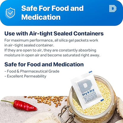 5 Gram "Dry & Dry" Premium Pure & Safe Silica Gel Packets Desiccant - Image 3