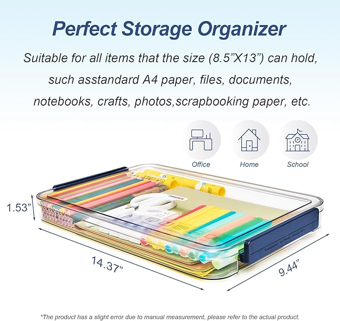 Clear Portable Slim Project Case 9 X 13 Plastic Storage File Box - Image 3