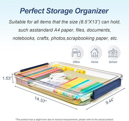 Clear Portable Slim Project Case 9 X 13 Plastic Storage File Box - Image 3