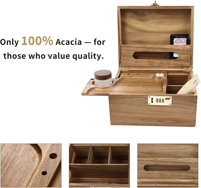 Large Wooden Box With Combination Lock, Wooden Lock Box With Lid, Locked - Image 2