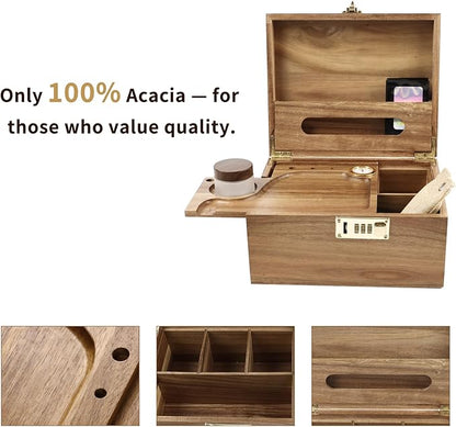 Large Wooden Box With Combination Lock, Wooden Lock Box With Lid, Locked - Image 2