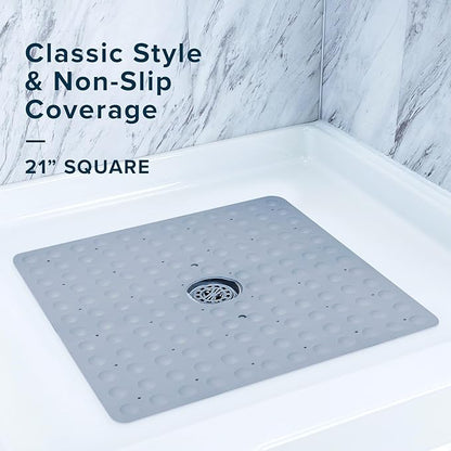 SlipX Solutions Square Natural Rubber Shower Stall Mat, 21” x 21”, Non Slip - Image 2