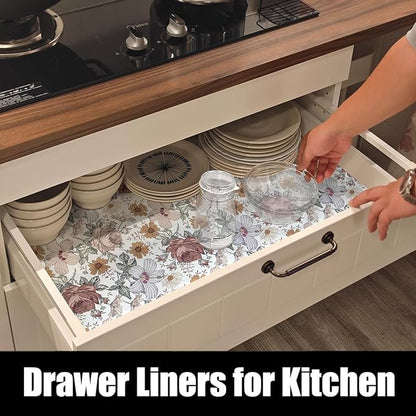 Floral Drawer Shelf Liners, 16IN x 20FT Non Adhesive and Strong Non-Slip - Image 4