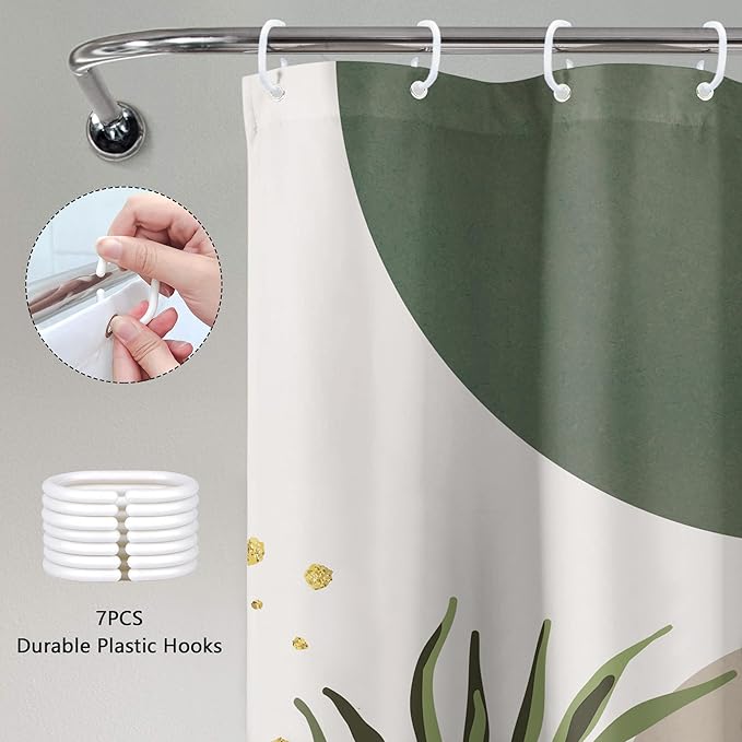 Small Stall RV Shower Curtain 36Wx72H Half Single Green Modern Boho Mid Century - Image 4