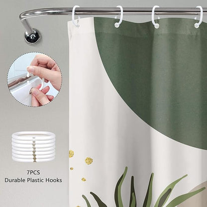 Small Stall RV Shower Curtain 36Wx72H Half Single Green Modern Boho Mid Century - Image 4