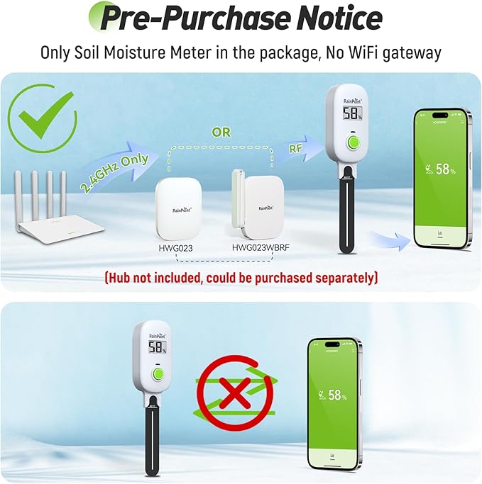 RAINPOINT Smart Digital Wireless Plant Moisture Meter Houseplant Indoor - Image 5