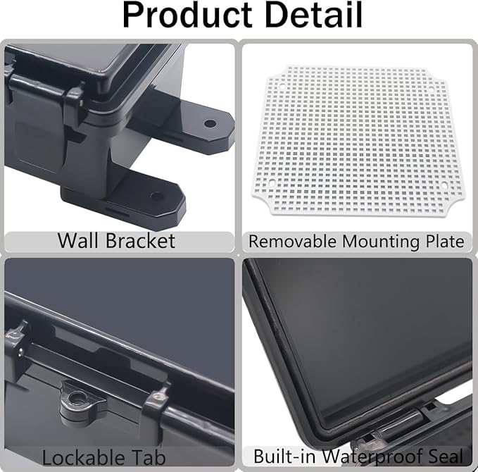Junction Box, Hinged Black Clear Cover IP67 Waterproof ABS Project Box - Image 4