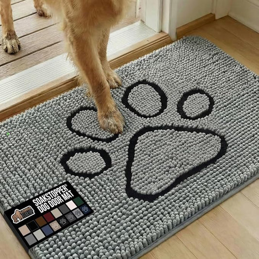 GORILLA GRIP SOAKSTOPPER Dog Door Mat, 35x24 Machine Washable Rug Absorbent by GorillaGrip