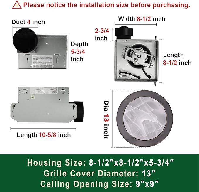 Akicon Ultra Quiet Bathroom Exhaust Fan - Image 3