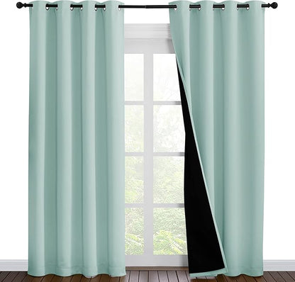 NICETOWN Aqua Blue 100% Blackout Curtain Set, Thermal Insulated & Energy by NICETOWN