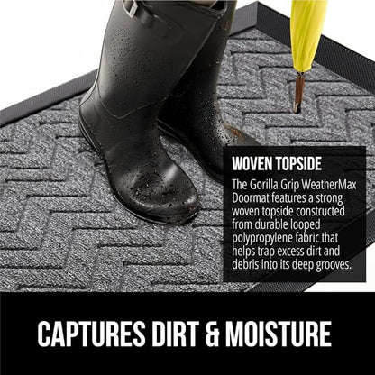 GORILLA GRIP 100% Waterproof All-Season WeatherMax Doormat, Durable Natural - Image 4