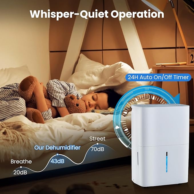 ARLIME 94.5 Pints Dehumidifier for Home, 6000 Sq.Ft Dehumidifier w/24H Timer - Image 4