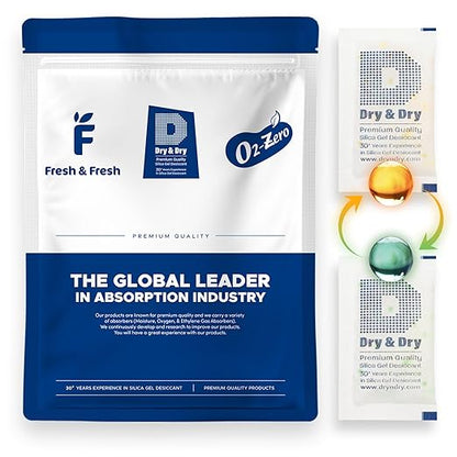 Dry & Dry 10 Gram Premium Orange Indicating Silica Gel Packets Desiccants by DryDry