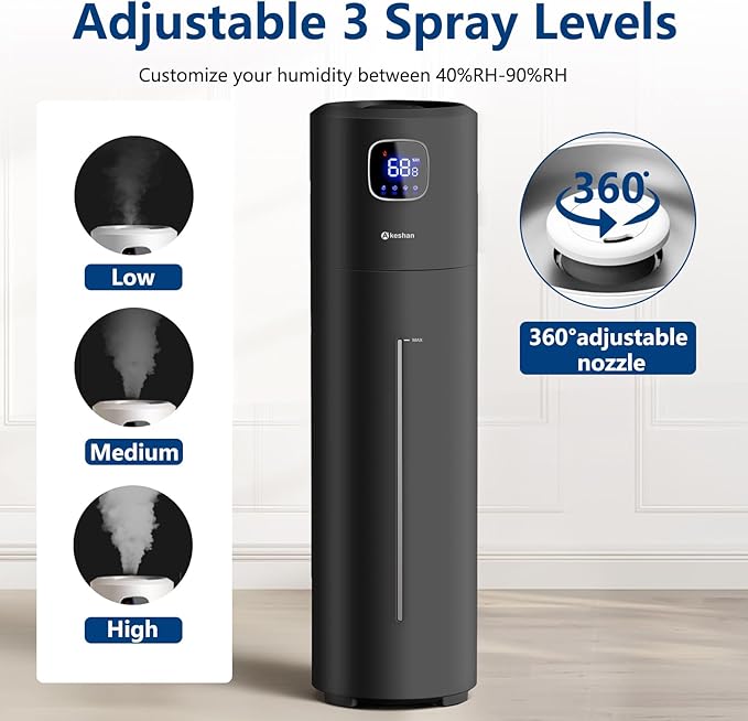 Large Humidifiers for Bedroom, 9L/2.5Gal Ultrasonic Cool Mist, Top Fill Easy - Image 5
