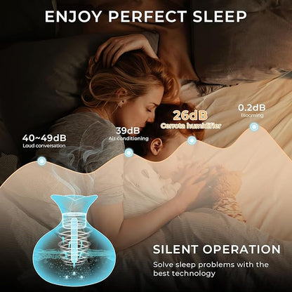 Portable Mini Humidifier, 300ml Wood Grain Vase Small Humidifiers, Quiet Cool - Image 7