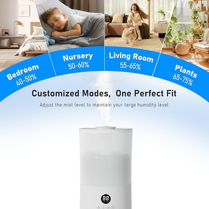 Humidifiers for Bedroom, 1Gal Top Fill Humidifier for Large Room, 250ml/h Cool - Image 7