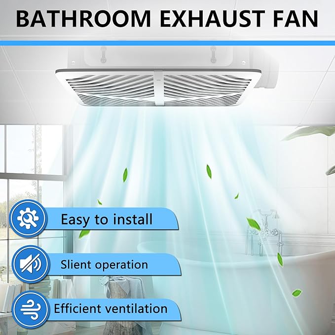 Bathroom Exhaust Fan White Ceiling Mount Ventilation Fan 110-130 CFM 1.0 Sones - Image 2