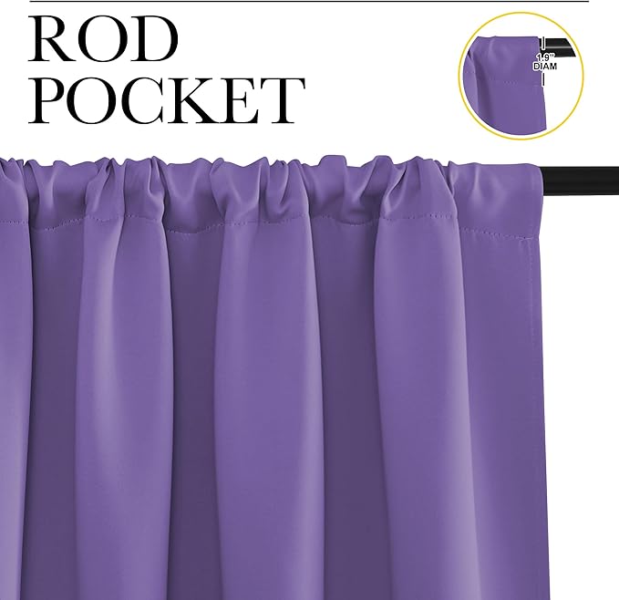 NICETOWN Blackout Curtains Window Draperies, Lilac Purple, 70 by 95 inches Long - Image 2