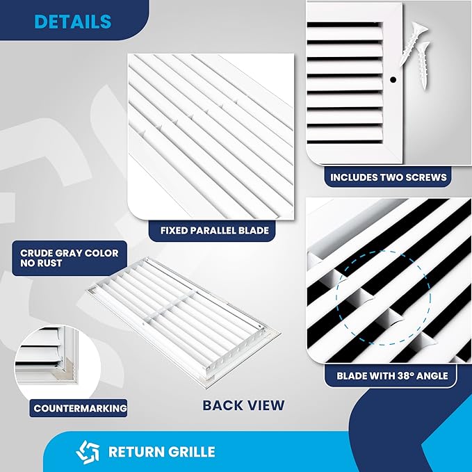 20x8 Inch Air Return Vent Cover Decorative – Premium Aluminum AC Vent Cover - Image 9