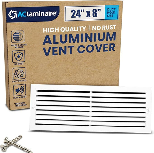 24x8 Inch Air Return Vent Cover Decorative – Premium Aluminum AC Vent Cover by LAMINAIRE