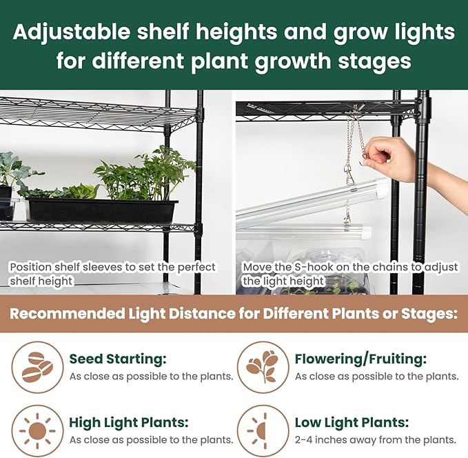 SOLIGT Plant Shelf with Grow Lights, 5 Tier Grow Light Stand Rack with 8 Pack - Image 5