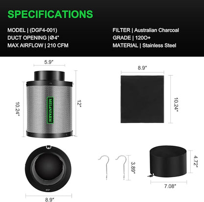 MELONFARM 6" Air Carbon Filter Smelliness Control - Image 6