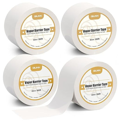 Vapor Barrier Tape 4 Rolls, 9 mil White polyethylene Tape, Moisture Sealing and by GIUNN