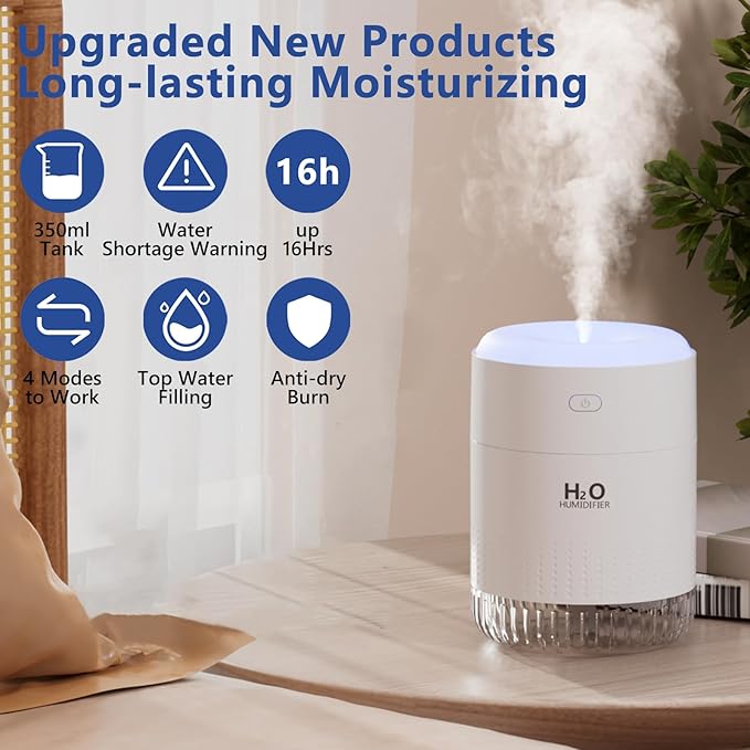 SZO Portable Mini Humidifier, 500ML USB Personal Cool Mist Humidifiers - Image 3
