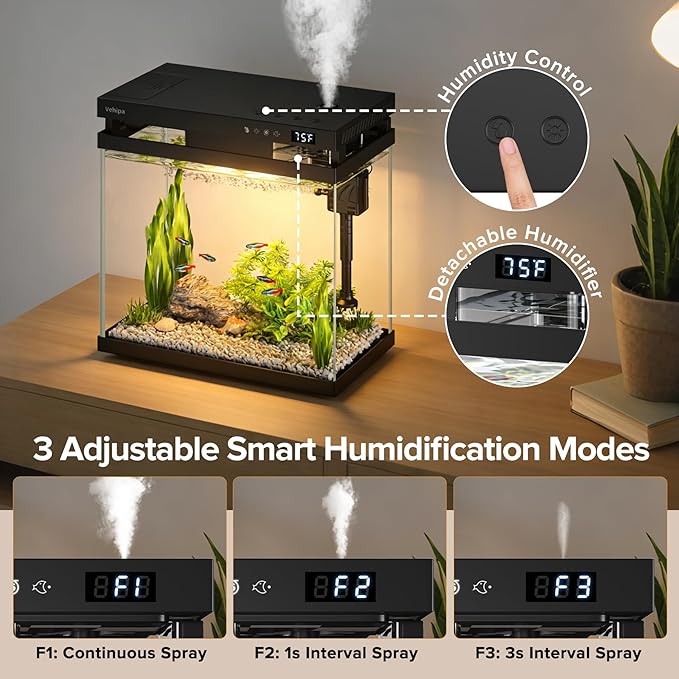 Fish Tank, 2.2 Gallon Glass Aquarium, Small Fish Aquarium Kits - Image 5