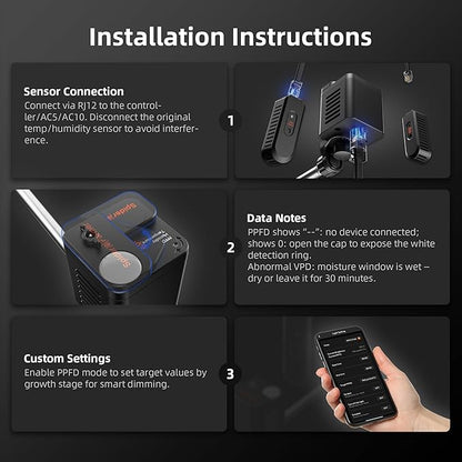 Spider Farmer GGS Sensor Pro Kits, 4-in-1 VPD/PPFD/Temp/Humid Sensor - Image 4