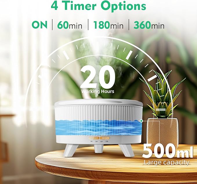 20-Hour Long-Lasting Aromatherapy, 500ML Large Essential Oil Diffuser: - Image 6
