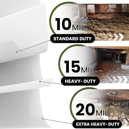 White Crawl Space Vapor Barrier, 12 Mil Vapor Barrier, Heavy Duty Polyethylene - Image 6