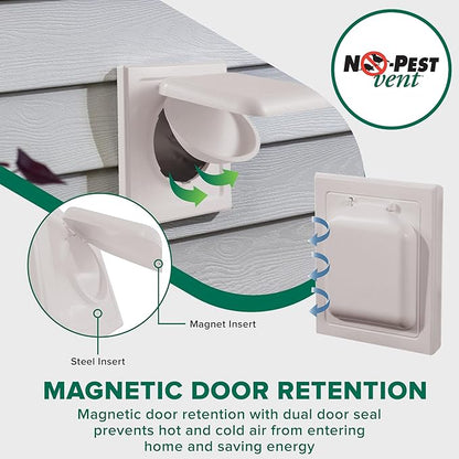 NO-PEST VENT, Exclusive Dual Door Dryer Vent Cover Outdoor 4 inch or Bathroom - Image 4