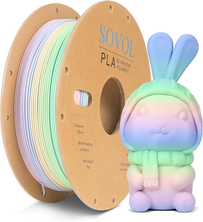 Sovol 3D Printer Matte Multicolored Fast Change Rainbow PLA 1kg Spool 3D by Sovol