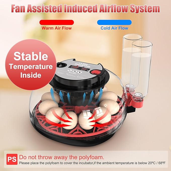 12 Egg Incubator with Temperature Control, Humidity Display, Automatic Egg - Image 2