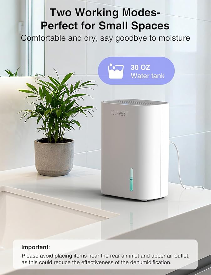 CLEVAST Dehumidifier for Home, 30oz Small Quiet Dehumidifier for Bathroom & - Image 2