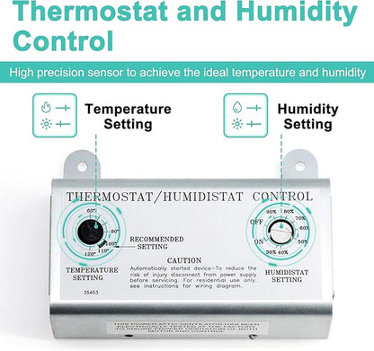 Attic Fan Thermostat and Humidistat, Adjustable Temperature and Humidity - Image 3