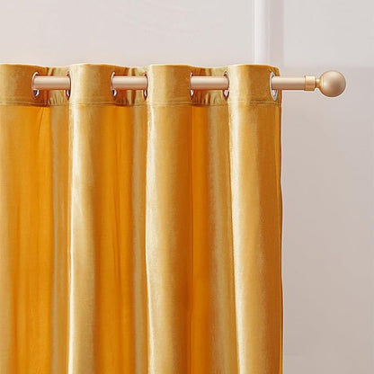 BULBUL Elegant Mustard Yellow Velvet Curtains 120 inches Luxury Living Room - Image 2
