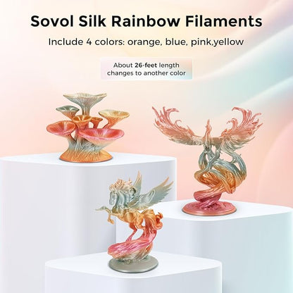 Sovol 3D Printer Silk Shiny Gradient Multicolored Fast Change Rainbow PLA 1kg - Image 2
