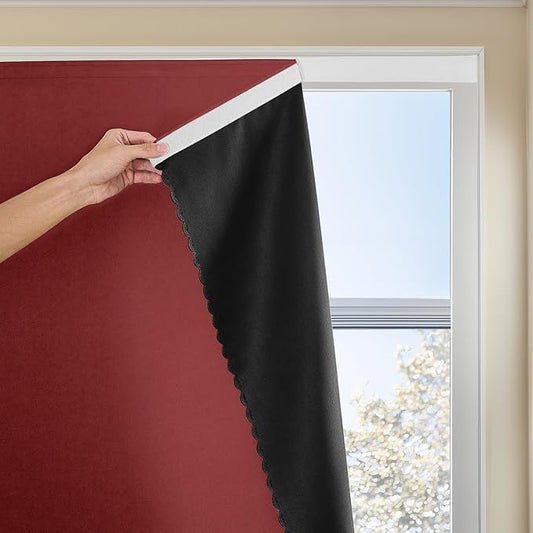 Adhesive Curtain 100% Blackout No-Drill Easy Install by JILRON