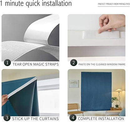 Adhesive Curtain 100% Blackout No-Drill Easy Install - Image 2