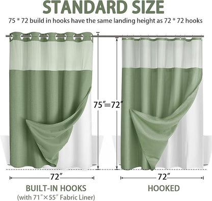 No Hook Shower Curtain and Liner Set - Image 6
