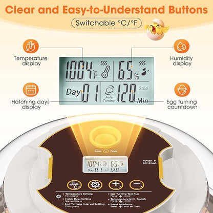 18 Egg Incubator with Automatic Egg Turning & Humidity Control, Built-in Egg - Image 2